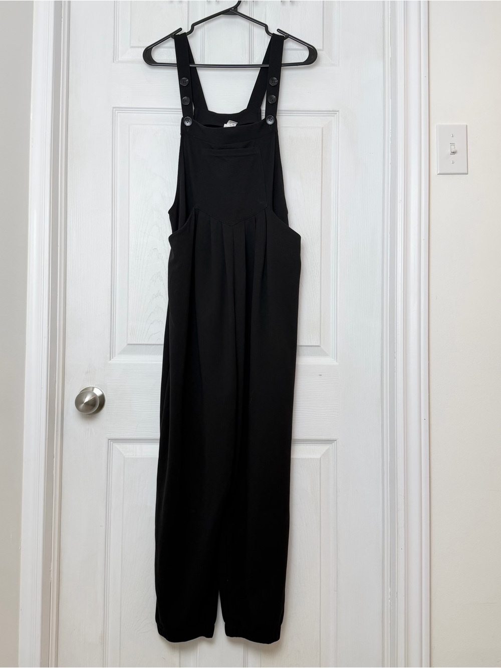 HALARA Black Wide-Leg Button-Strap Jumpsuit